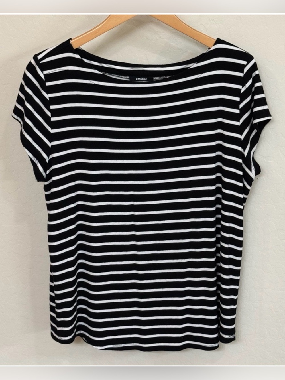 PREMISE Philosophy Republic Striped Cap Sleeve Top Black White XL